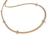 18K Rose Gold Single-Strand Hand-Woven Necklace, Enhanced with Pave Set Diamond Roundels.