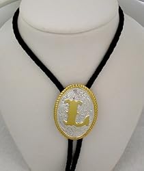 Silver/Gold Plated Monogram Letter "L" Bolo Tie