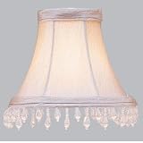 Silk Bell Shaped Chandelier Clip On Lamp Shades - Pewter with Clear Beads - B1487