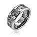 St Patricks Day Jewelry Tungsten Celtic Dragon Black Inlay Flat Comfort Fit Wedding Band