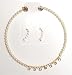 One Strand Simulated Ivory Pearls and Crystals Choker Necklace Ear Rings for Women and Teens