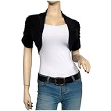 Black Ruched Open Front Cropped Plus size Bolero Shrug