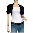 Black Ruched Open Front Cropped Plus size Bolero Shrug