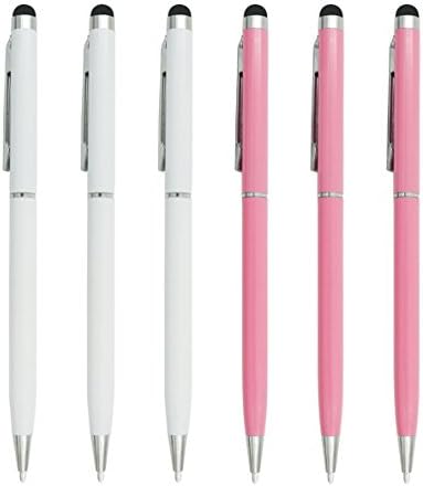 iForever Stylus Pen 2 in 1 Touch Screen Pen &amp; Ballpoint with Black ink and Soft Rubber Tip for iPhone, Samsung, iPad, HTC, LG, Google Nexus, Universal Touch Screens Device (6 Pack, White Pink)