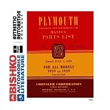 1929 1936 1937 1938 1939 PLYMOUTH Parts Book List CD by Plymouth