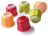 Kaiser 769622 Patisserie 6 Puddingf&ouml;rmchen ""Gugelhupf"" mit 2 Deckeln, Kunststoff, farbig sortiert