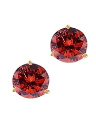 1.10 Ct Round Cognac Red SI1-SI2 Diamond 18K Yellow Gold Stud Earrings
