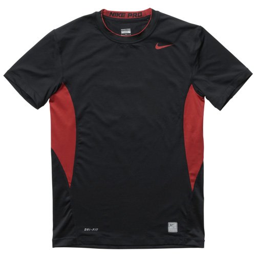 NIKE（ナイキ） 【メンズ】【NIKE PRO】ナイキプロ ハイパークール DRI－FIT ショートスリーブトップ　ブラック×レッド