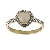 10k Yellow Gold Heart Shaped Opal and Diamond Ring