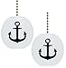 Set of 2 Black Anchor Nautical Solid Ceramic Fan Pulls