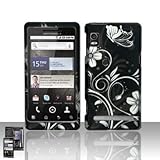 Rubberized Black Silver Vine Flower Snap on Design Case Hard Case Skin Cove ....