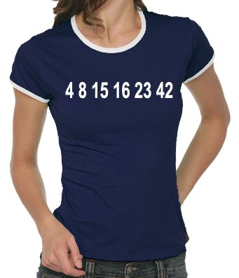 Touchlines Girlie Ringer T-Shirt LOST 4 8 15 16 23 Zahlen, navy, M, B9027