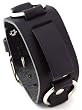 Nemesis #RB-K Wide Black Leather Cuff Watch Band