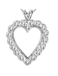 0.90 Carat I1 Diamonds Heart Love Charm Pendant Necklace 14K Yellow / White Gold