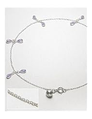 Lavender CZ Anklet In 92.5 Sterling Silver