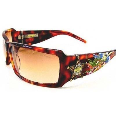 Ed Hardy Tortoise Shell Print Oversized Sunglasses