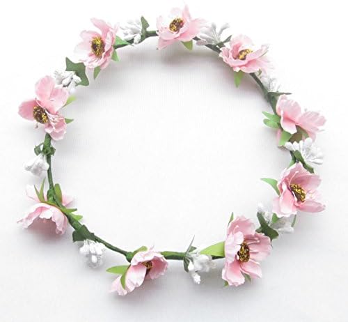 Wedding Bridal Floral Flower Crown Wild Romantic 17-18cm Silk Head Wreath Boho Hair Accessories Rustic Headbands Mulitcolor (Pink)