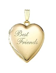 Solid 14K Yellow Gold "Best Friends" Heart Locket 3/4 inch x 3/4 inch