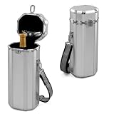 Reflex 1-Bottle Insulated, Aluminum Wine Case w/ Corkscrew - Platinum (Black/Silver)