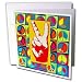 Lee Hiller Designs 60s Retro Print - Psychedelic Bright Peace Symbols and Peace Sign - Greeting Cards-12 Greeting Cards with envelopes