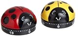 Set of Two Lucky Ladybugs Kitchen Novelty Timers Red and Yellow