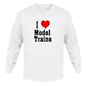 I Love/Heart Model Trains Adult Long Sleeve T-Shirt Various Colors