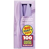 Amscan Big Party Pack 100 Count Mid Weight Plastic Knives, Lavender