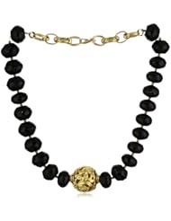 Devon Leigh "Statement Necklaces" Black Onyx and 18k Gold Dipped Carved Ball Necklace