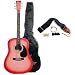 Austin Bazaar Full Size Dreadnought Guitar with Carrying Bag and Accessories - Pink