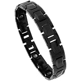 Tungsten Carbide Black Magnetic Therapy Bracelet w/ Faceted Hexagon Links , 7/16 in. (11mm) wide, 7.75 inches long