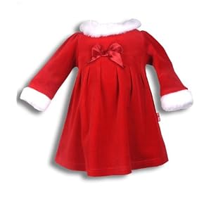 Letop Santa's Little Helper Red Velour Dress With White Faux Fur Collar, Garnet