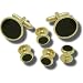 Geoffrey Beene Genuine Black Onyx Cufflink and Stud set with Gold or Silver Trim