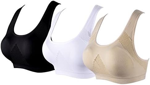 Women's Padded Sports Bras Racerback Seamless Fitness Workout Yoga Bra Color Pack of 3 Colors Size M