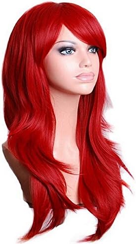 28" 70cm Long Heat Resistant Big Wavy Cosplay Wig for Women (Red)