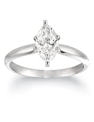 Certified 14k White Gold Marquise Solitaire Diamond Engagement Ring (1 Cttw,... by Amazon.com Collection