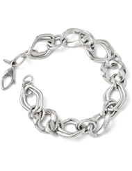 14k White gold Leslies Polished and Textured Fancy Link Bracelet
