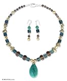 Pearl and amazonite jewelry set, 'Dolmen Goddess' 17.3