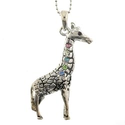 Giraffe Pendant with 1.2mm Ball Chain 16 to 18" Adjustable Necklace