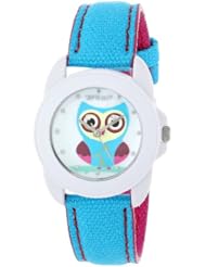 Sprout Womens ST/1061MPBL Swarovski Crystal Accented Owl Dial Blue Organic Cotton Strap Watch