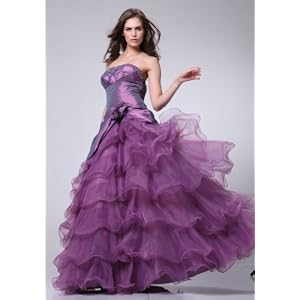 2009 STRAIGHT NECKLINE RUFFLE SKIRT BALL GOWN