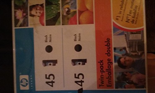 Genuine HP 45 Ink Cartridge 2 Pack in Original Factory Packaging for Deskjet 710C 882C 895 930C 932C 952C 970 990 995 1000 1100 1220C 6122 Officejet G85 K60 K80 R80 Photosmart 1115 1215 Designjet 750C