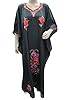 Black Silk Caftan Crewel Embroidered Kaftan Dress