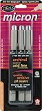 Pigma Micron Pen Set Assorted Sizes 3/Pkg - Black
