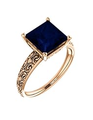 18K Rose Gold 8.00x8.00mm Princess Cut Chatham Created Sapphire Ring -- LIFETIME WARRANTY