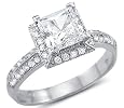 Solid 14k White Gold Princess Cut CZ Cubic Zirconia Channel Engagement Ring 1.5 ct