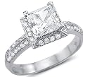 Solid 14k White Gold Princess Cut CZ Cubic Zirconia Channel Engagement Ring 1.5 ct