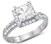 Solid 14k White Gold Princess Cut CZ Cubic Zirconia Channel Engagement Ring 1.5 ct