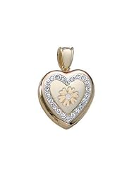 14K Yellow Gold Cremation and Hair Locket w/ Diamond Center 3/4 inch x 3/4 in Solid 14K Yellow Gold