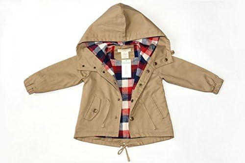 Elefun Kids Fashion Little Girl Cute Jaket with Hood and A Warm Checker Pattern Flannel Lining 4 Years
