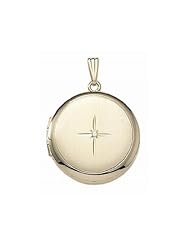Solid 14k Yellow Gold Round Yellow Picture Locket 1inch x 1 inch